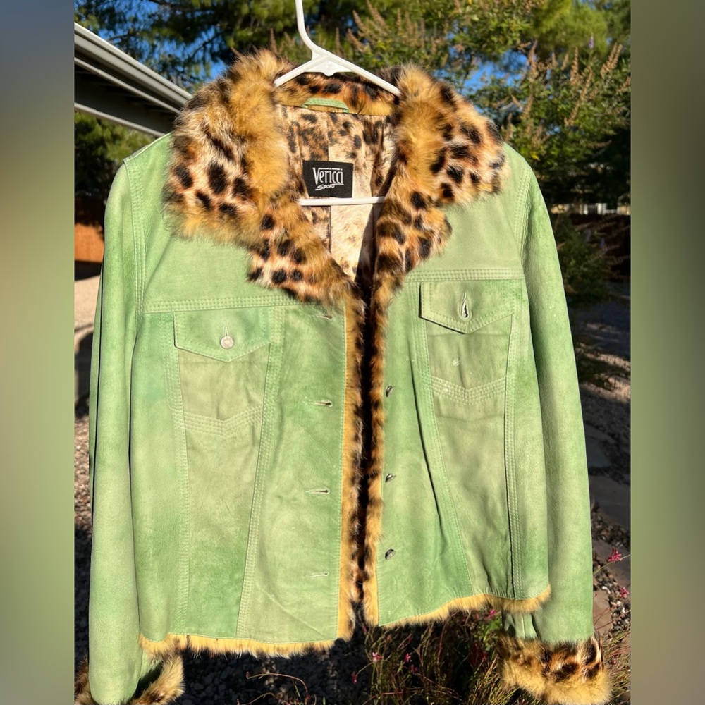 Vericci green suede and fur jacket